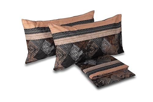 hermet Laura Biagiotti, Double Bed Sheet Set in Percale Cotton, 100% Printed Cotton, Top Sheet, Fitted Sheet, Pair of Pillowcases, Hatysa Anthracite