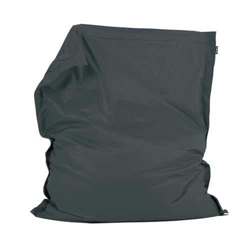 Bean Bag Bazaar Giant Outdoor Bean Bag, Charcoal Grey, Outdoor Floor Cushion with Water Resistant Fabric, Large Beanbag with Filling Included, 180cm x 140cm, Sun Lounger, Garden Chair, Garden Seating