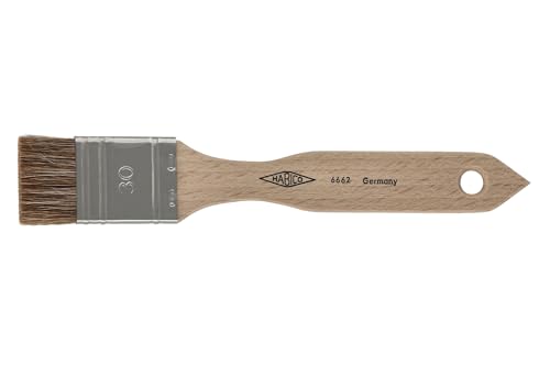Habico Brush - Lacquer Brush - Ox Hair - Stainless Steel Sheet - Flat Design - Ideal for Oil Varnishes - 30mm Width - Hair Length 19mm - No. 6662
