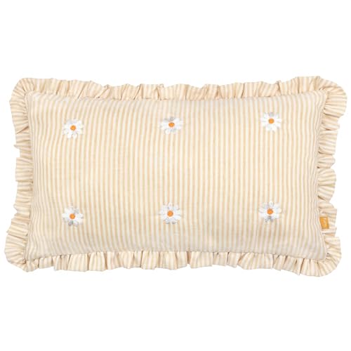 furn. Les Fleurs Embroidered Ruffle Feather Rich Cushion - Daises - 30x50cm