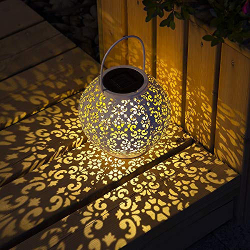 GIGALUMI Solar Lantern White Hanging Garden Lights Great Outdoor Lawn Décor for Patio Garden, Yard and Lawn