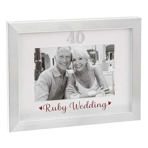 40th Ruby Wedding Anniversary Photo Frame New Boxed, Silver