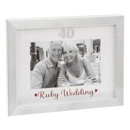 40th Ruby Wedding Anniversary Photo Frame New Boxed, Silver
