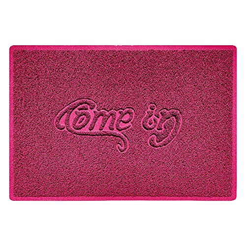 Nicoman COME-IN Embossed Shape Door Mat Dirt-Trapper Washable Barrier Doormat-(Use Indoor or Sheltered Outdoor)-(90x60cm/3x2ft,Large) Pink