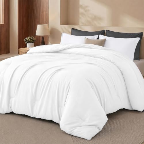 Utopia Bedding Comforter Set with 1 Pillow Sham - Microfiber Bedding Comforter Sets - Down Alternative Comforter - Soft and Comfortable - Machine Washable, White, Twin