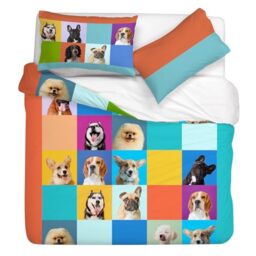 Gabel Dogs Duvet Cover Set, 250 x 205 cm, Pure Cotton, Multicoloured, Digital Photo Print