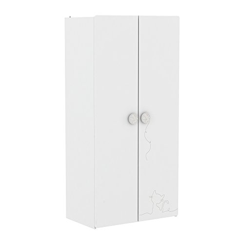 Demeyere 2-door Wardrobe, pearl white, grey, 88,3 x 51,5 x 182,6 cm (LxWxH)