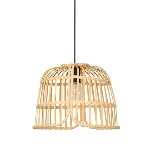 Eglo Pendant Lighting Glyneath, Ceiling Light Fitting in Boho Design, Hanging lamp for Dining and Living Room Made of Natural Rattan Wicker, E27 Socket