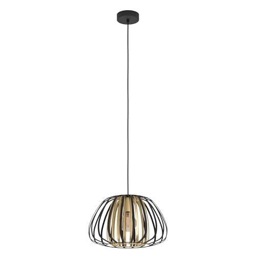 Eglo Pendant Lighting Encinitos, Ceiling Light Fitting Made of Black Metal and Brushed Brass, Hanging lamp for Dining and Living Room, E27 Socket, Ø 15 inches