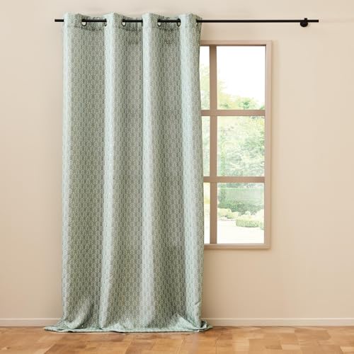 Douceur d'Intérieur, Curtain with eyelets (140 x 280 cm) Piana Sage Metallic Printed Polyester