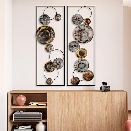 Hand-Painted Decorative Metal Wall Accessory (2 Pieces), 32 x 92 x 4 cm, 100% Metal, Unique Colour Variations, Perfect for Home Decor & Art Display