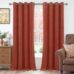 YoungsTex Rust Terracotta Velvet Blackout Curtains 84 Inches Long 2 Panels for Living Room Fall Decor, Burnt Orange Thermal Insulated Drapes with Grommet for Dining Bedroom, 52 X 84 Inch