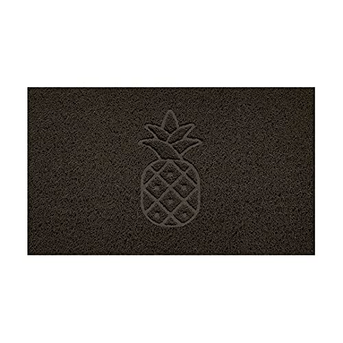 Nicoman Embossed Spaghetti Door Mat Dirt-Trapper Jet-Washable Doormat 70x43cm (Brown, PINEAPPLE Shape) - Use Indoor or Sheltered Outdoor