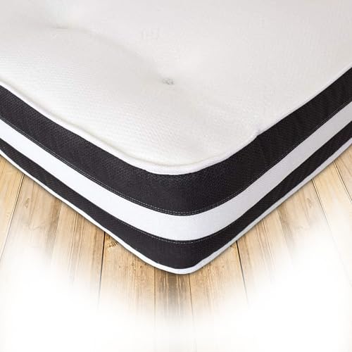 Starlight Beds 3D Quilted Tuft Single Memory Foam Mattress. 20cm Deep Sprung Hand Tufted Mattress with Memory Foam Layer, Soft Comfort. 3ft x 6ft3 (90cm x 190cm)