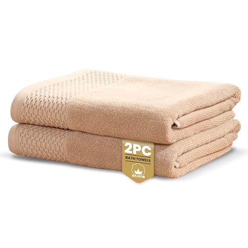 Rapport Home Eden Weave Bath Towels 2-Pack - Mink, 70x120cm - 100% Cotton 500gsm - Oeko-Tex Made in Green & BCI Certified