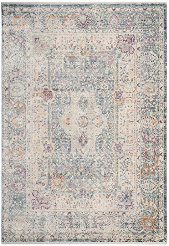 Safavieh Traditional Indoor Woven Rectangle Area Rug, Illusion Collection, ILL704, in Teal / Cream, 183 X 274 cm for Living Room, Bedroom or Any Indoor Space
