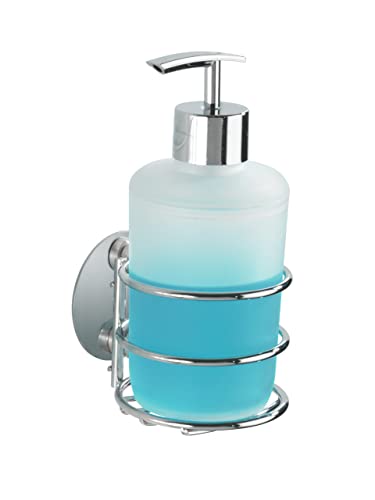 WENKO 18777100 Turbo-Loc?? soap dispenser - fixing without drilling, Steel, 7.5 x 16.5 x 9 cm, Chrome
