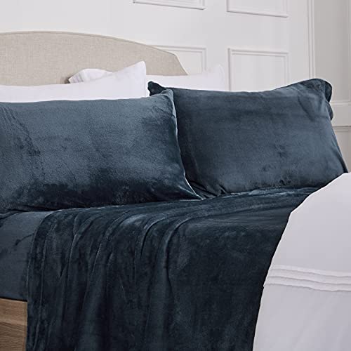 NY Loft Ultra Soft Micro Fleece Sheets Set with Extra Deep Pockets - Extra Soft Velvet Fleece Sheet Set - Super Plush Polar Fleece - Velvet Plush Cozy Warmth - Tribeca Collection (Full, Carbon Grey)