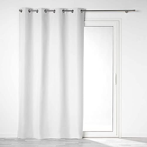 Douceur d'Intérieur, Eyelet Curtain 140 x 260 cm Dark White 100% Opaque Microfibre