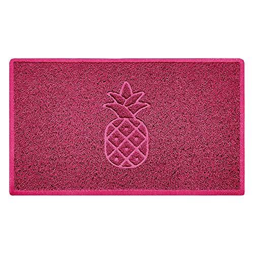 Nicoman Pineapple Embossed Shape Door Mat Dirt-Trapper Washable Barrier Doormat-(Use Indoor or Sheltered Outdoor)-(75x44cm/29.5x17.3inches,Medium) Pink