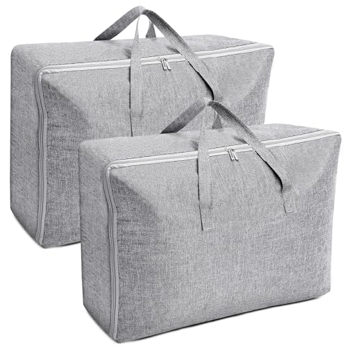 AiQInu 2 Pieces Large Clothes Storage Containers 105L Waterproof Underbed Storage Containers with Handle, Space-Saving Foldable Closet Organizer for Clothes Blankets Duvets