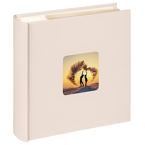 walther design Fun ME-110-W Photo Album, Memo Slip-In Album with Cover Cut-Out, 200 Photos, 10 x 15 cm, Chamois