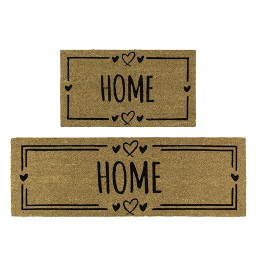 JVL Eco-Friendly Latex Backed Coir Entrance Doormat and Runner Set - Home Hearts