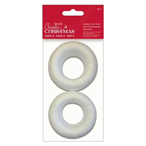 Create Christmas Make Your Own Mini Polystyrene Wreaths, Decorations 4 Pieces, For Adult And Kids Christmas Craft Decoration, DIY Art