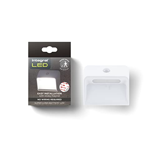 Integral LED SensorLux Warm White Motion Sensor Night Light with Magnetic Plate – Solid Construction, Rechargeable 2200mAh Battery Easy to Install for Stairs, hallways, Indoor porches, and wardrobes.