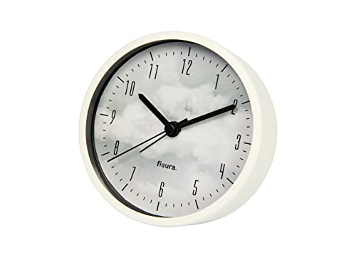 Fisura Silver Analogue Clouds Without Ticking. Battery Metal Alarm Clock Diameter 11 cm and Width 3.8 cm Acrylonitrile Butadiene Styrene (ABS), One Size