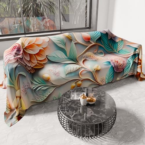 PETTI Artigiani Italiani - Spring Summer Double Bedspread Light Blanket Double Bed Linen Bedspread Floral 05-11 100% Made in Italy