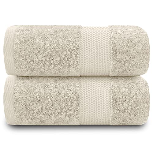 GC GAVENO CAVAILIA Extra Large Bath Sheet 2 Piece - 700 gsm Hotel Quality Egyptian Cotton Extra Large Towels 100X 180 Cm - Extra Soft Bathroom Towel - Cream