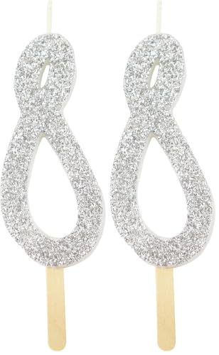 PME Silver Glitter Number Candle 8 (Pack of 2)