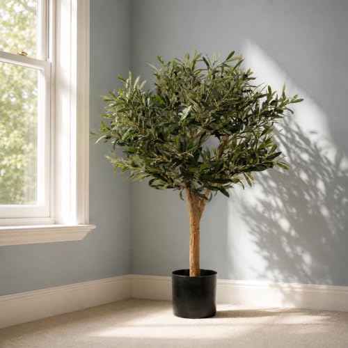 Leaf Design UK Artificial Olive Tree in Black Plastic Pot