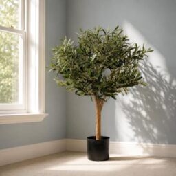 Leaf Design UK Artificial Olive Tree in Black Plastic Pot