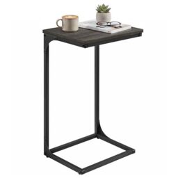 VASAGLE C-Shaped Side Table, Bedside Table, Sofa Side Table, with Metal Frame, Industrial, for Living Room, Bedroom, Grey Oak and Black LET353B42