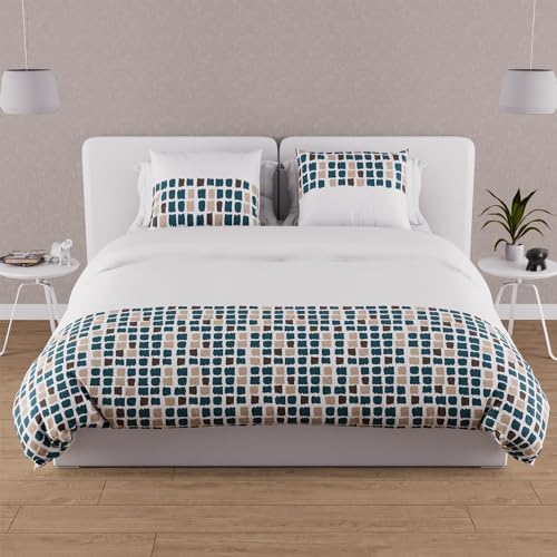Soleil d'ocre Duvet Cover and 2 Pillowcases Cotton Blue 220 x 240 cm