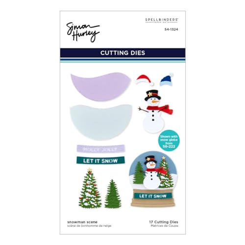 Snowman Scene Etched Dies from the Simon's Snow Globes Collection by Simon Hurley