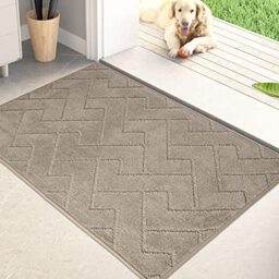 "PURRUGS Dirt Trapper Door Mat 20"" x 31.5"", Non-Slip Machine Washable Entry Rug, Shoe Scraper, Dog Doormat, Super Absorbent Welcome Mat for Front & Back Door, Muddy Wet Shoes & Paws, Taupe"