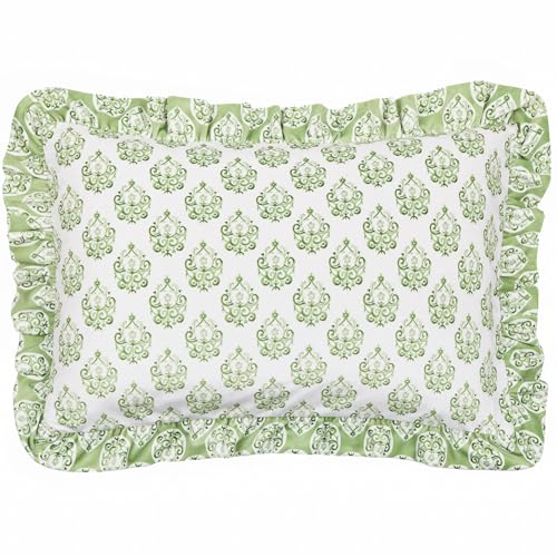 furn. Krissa Block Printed Velvet Cushion Cover - Green - 40x60cm