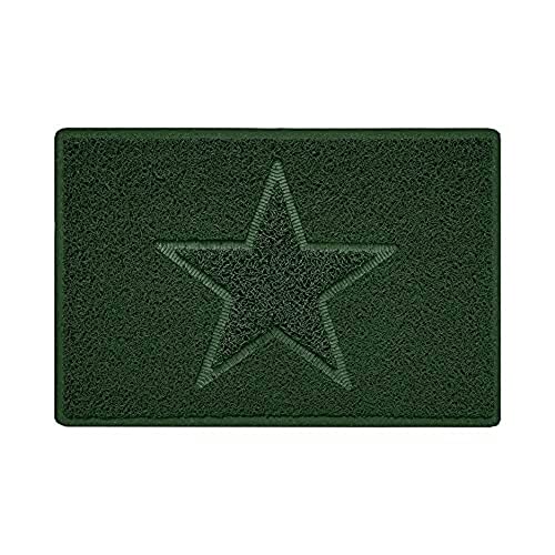 Nicoman Star Shape Embossed Entrance Door Mat Non Slip Dirt Trapper PVC Spaghetti Mat with Rubber Base, Jet Washable Quick Drying Doormat Indoor or Outdoor - (Small, Green, 60 x 40cm)