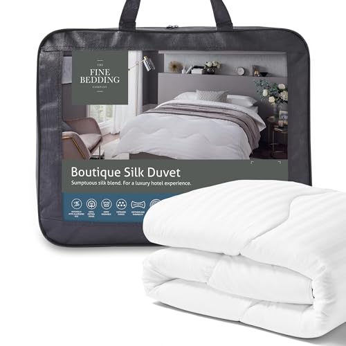 The Fine Bedding Company Boutique Silk Single Duvet 13.5 Tog – Lightweight Summer Duvet with Recycled Eco Smartfil® and Pure Silk Blend, Washable, Hotel Quality Quilt – Single Bed Size