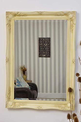 Hair and Beauty Salon Mirror Satin White complete with Premium Quality Pilkington's Glass - Large Size: 26 inches x 36 inches (65cm x 91cm)