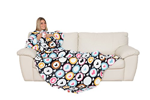 Kanguru Deluxe Soul, fluffy blanket, blanket with sleeves with Kangaroo pocket, gifts for women, snuggle blanket, Multi-Colour, 140x210 cm