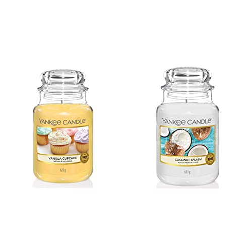Yankee Candle Scented Candle - Vanilla Cupcake Large Jar Candle - Long Burning Candles: up to 150 Hours & Scented Candle - Coconut Splash Large Jar Candle - Long Burning Candles: up to 150 Hours