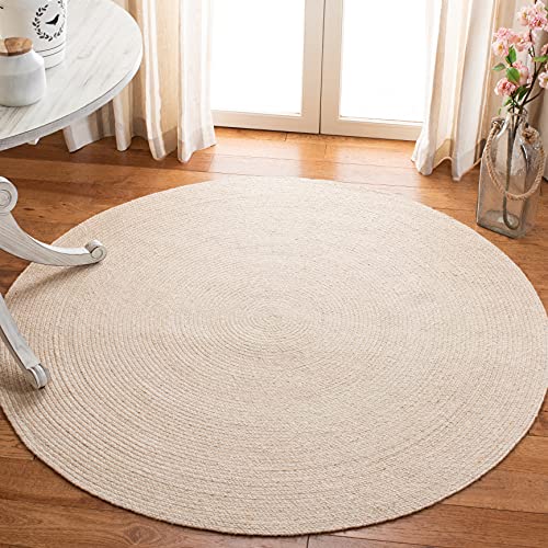 Safavieh Contemporary Rug for Living Room, Dining Room, Bedroom, Braided Collection, Short Pile, in Beige, 91 x 91 cm