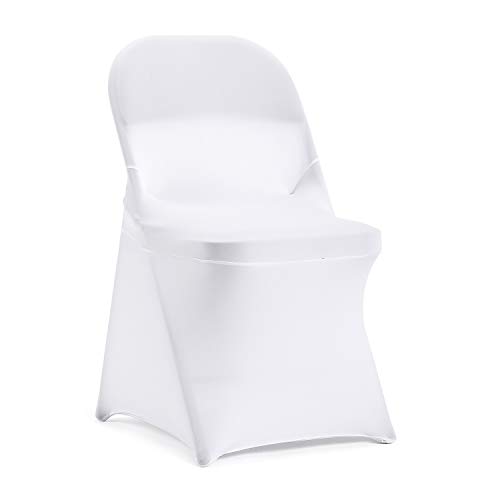 Peomeise Stretch Spandex Folding Chair Cover for Wedding Party Dining Banquet Event (25, White)