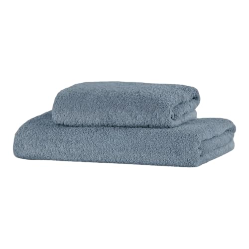 Giovanni Dolcinotti MADE IN ITALY Set of 2 Bath Towels 450 gsm Cotton Terry Towels, 110 x 60 cm + 60 x 40 cm, Soft to the Touch, Made in Italy, Plain Hail