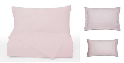 Plain Dyed Pink Duvet Cover Set 250 x 220 + 50 x 80 (2) H/W + 50 x 80 cm (2) Oxford
