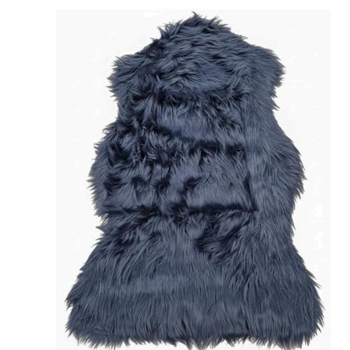 Kampala Hill Luxury Faux Rabbit Fur Rug With Suede Backing Area Rug Plush Soft Accent Rug Light Midnight Navy Blue 60x90cm